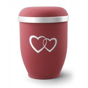 Biodegradable Urn (Red with Silver Heart Design) 